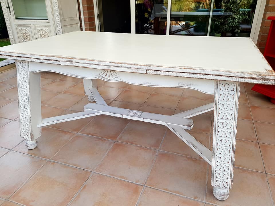 table patine blanche